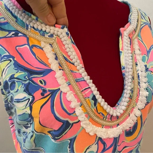 Lily Pulitzer Dress Beautiful Signature Pink & Blue Size Medium - Picture 7 of 9